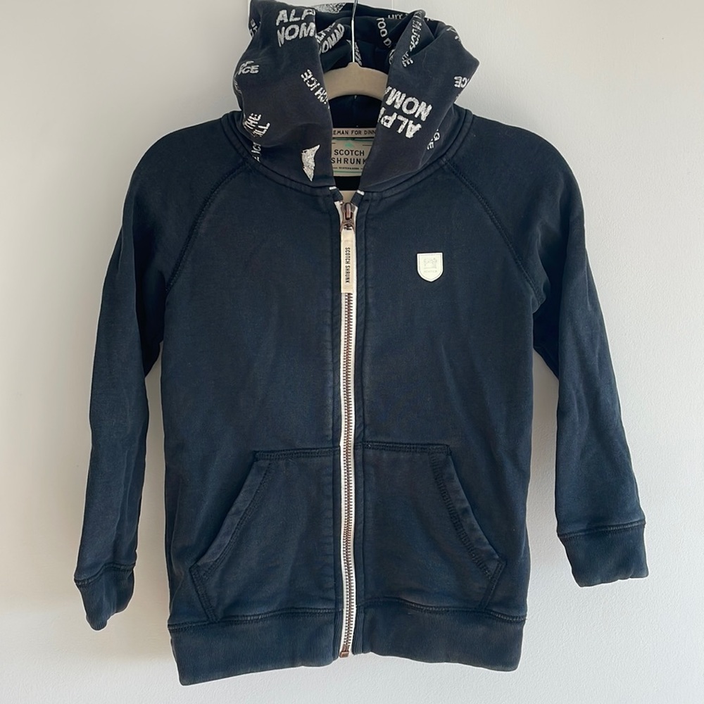 Scotch & Soda Boys Black Zip Up Hooded Sweatshirt Size 4